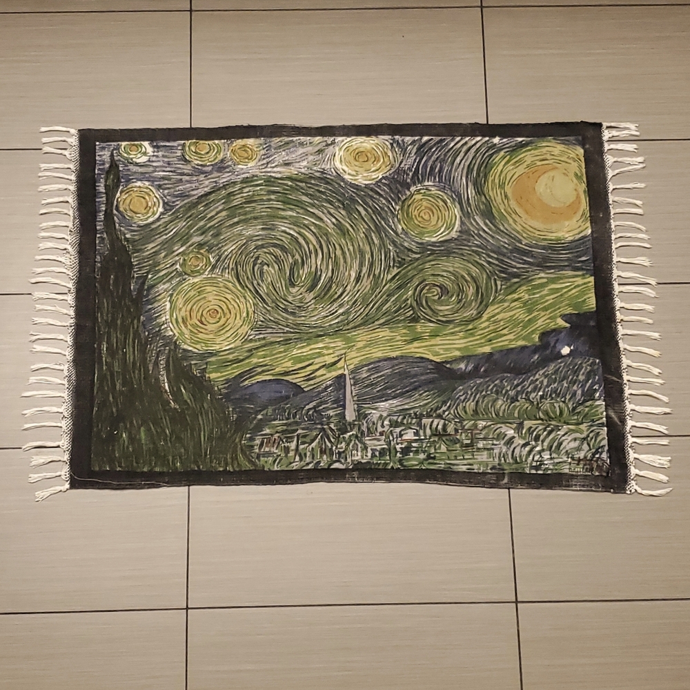 🎨Van Gogh Starry Night Mat Rug🎨30"×48"🎨100% Cotton🎨Made In India🎨Wall Art🎨